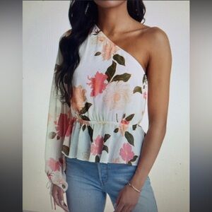 Vici One Shoulder Floral Blouse Top - Size XS